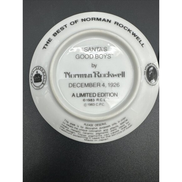 Vintage 80’s Norman Rockwell Mini Santa Trinket Plates Limited Edition Christmas - Picture 7 of 8